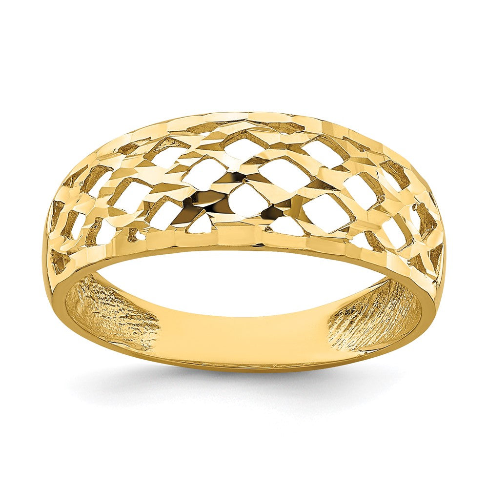 Solid Diamond-cut Woven Pattern Dome Ring - WBC
