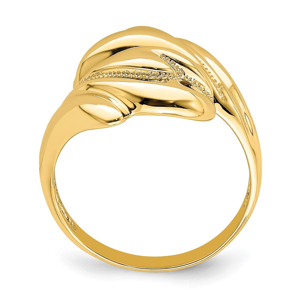 Polished Beaded Swirl Crossover Ring - WBC