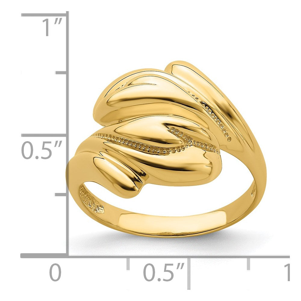 Polished Beaded Swirl Crossover Ring - WBC