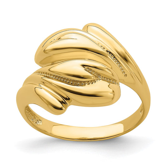 Polished Beaded Swirl Crossover Ring - WBC