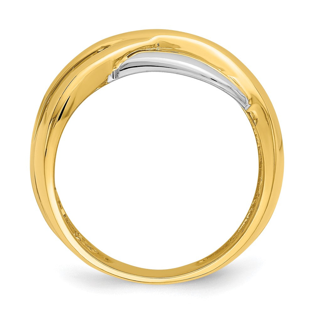 Two-tone Cross-Cross Design Ring - WBC
