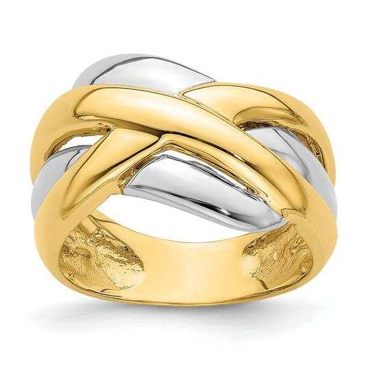 Two-tone Cross-Cross Design Ring - WBC