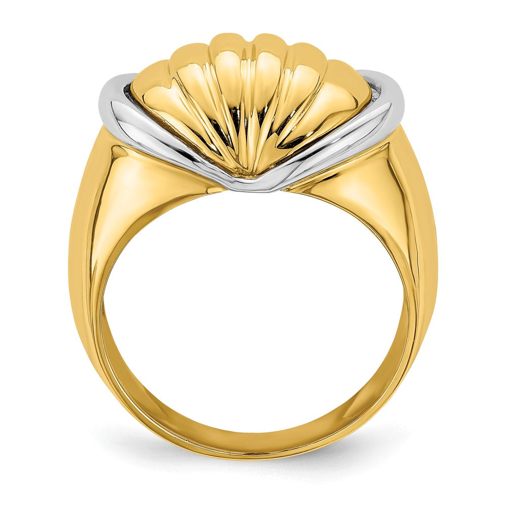 Two-tone Oval Shrimp Fan Design Ring - WBC