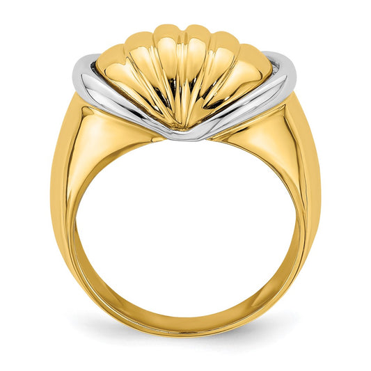 Two-tone Oval Shrimp Fan Design Ring - WBC