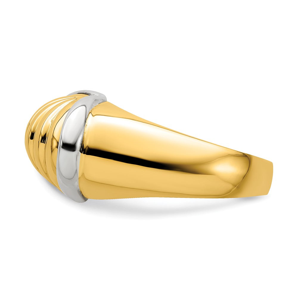 Two-tone Oval Shrimp Fan Design Ring - WBC