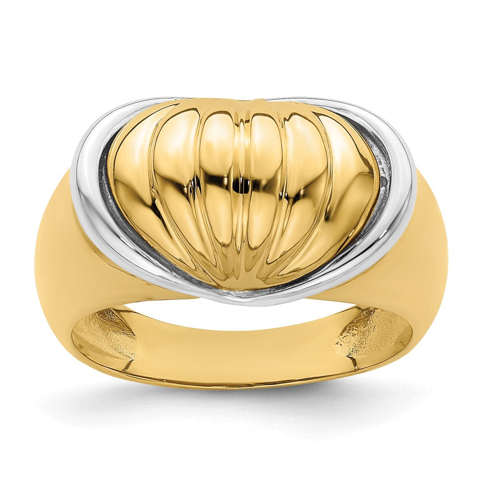 Two-tone Oval Shrimp Fan Design Ring - WBC