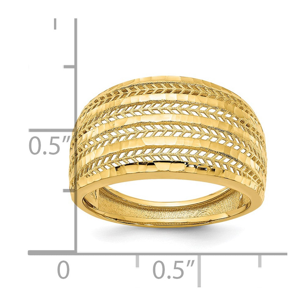 Polished Diamond-cut Chevron Mesh Fancy Dome Ring - WBC