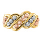 Tri-color Polished and Diamond-cut Beads Fashion Ring - WBC