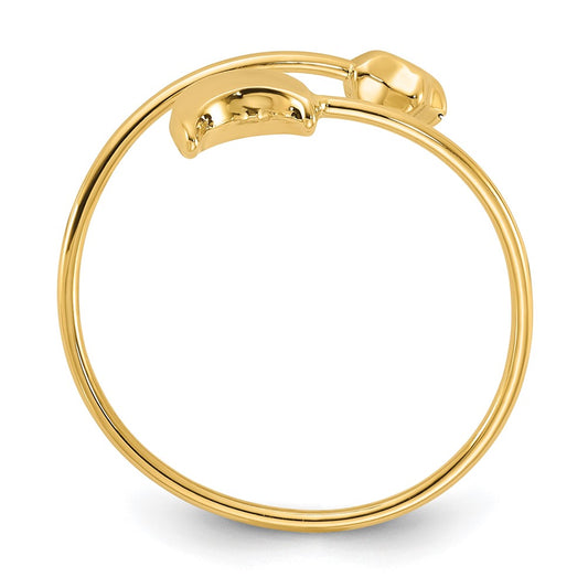 Polished Adjustable Moon and Star Bypass Ring - WBC