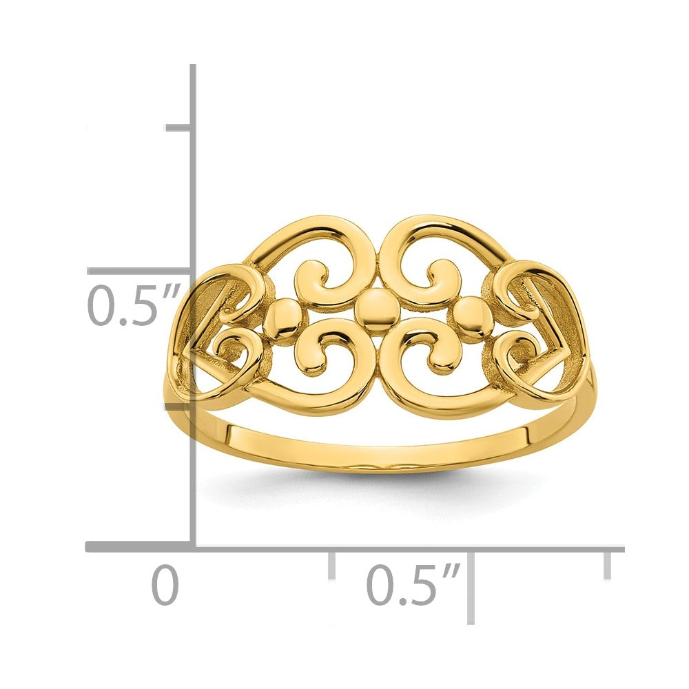 Polished Cut-out Fancy Hearts Design Ring - WBC