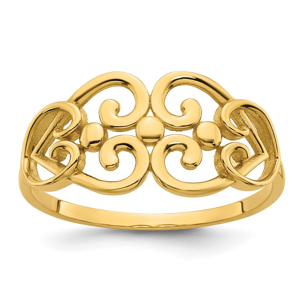 Polished Cut-out Fancy Hearts Design Ring - WBC