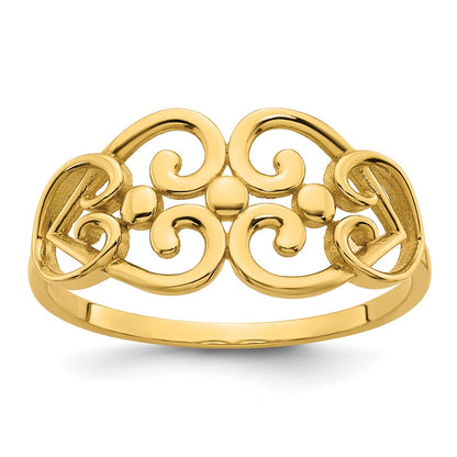 Polished Cut-out Fancy Hearts Design Ring - WBC