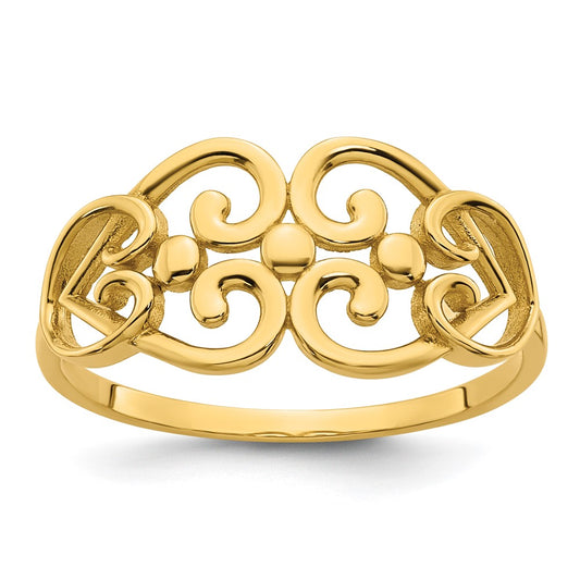 Polished Cut-out Fancy Hearts Design Ring - WBC