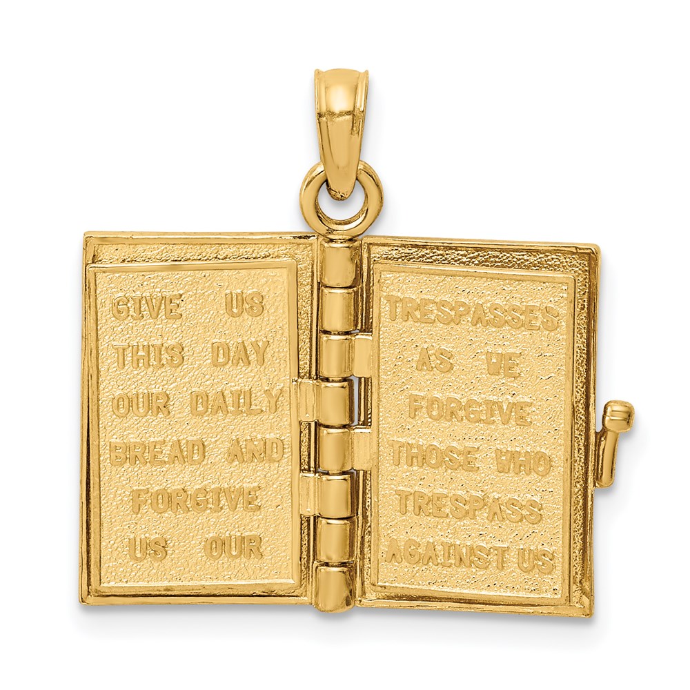 Pink Enameled 3-D Bible with Lord's Prayer and Moveable Pages Pendant - WBC