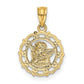 and Rhodium Scalloped Frame Cherub Round Pendant - WBC