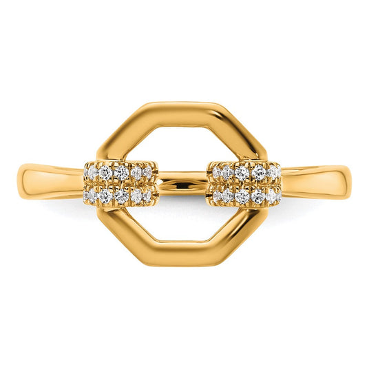 14K Gold Facet Polished 1/10 ct Diamond Octagon Fashion Ring, 1.5mm