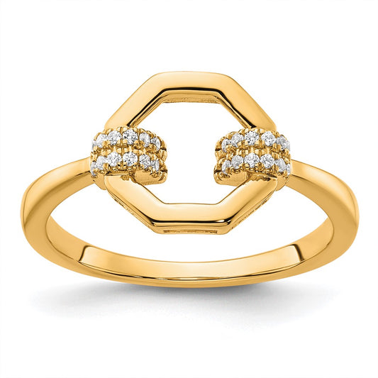 Polished 1/10 carat Diamond Octagon Fashion Ring - WBC