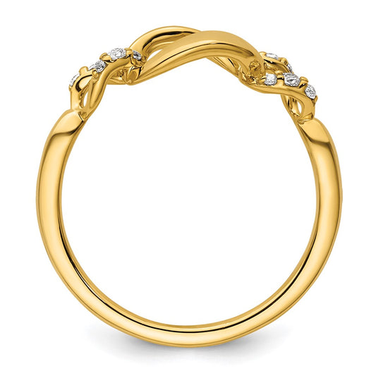 Polished 1/10 carat Diamond Wavy Oval Links Fashion Ring - WBC
