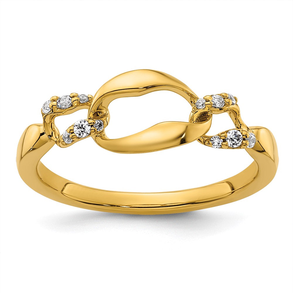 Polished 1/10 carat Diamond Wavy Oval Links Fashion Ring - WBC