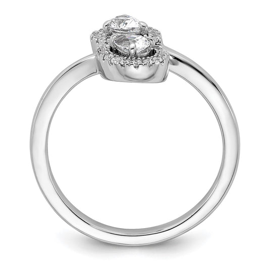 Polished 3/8 carat Diamond Pear Halo Bypass Ring - WBC
