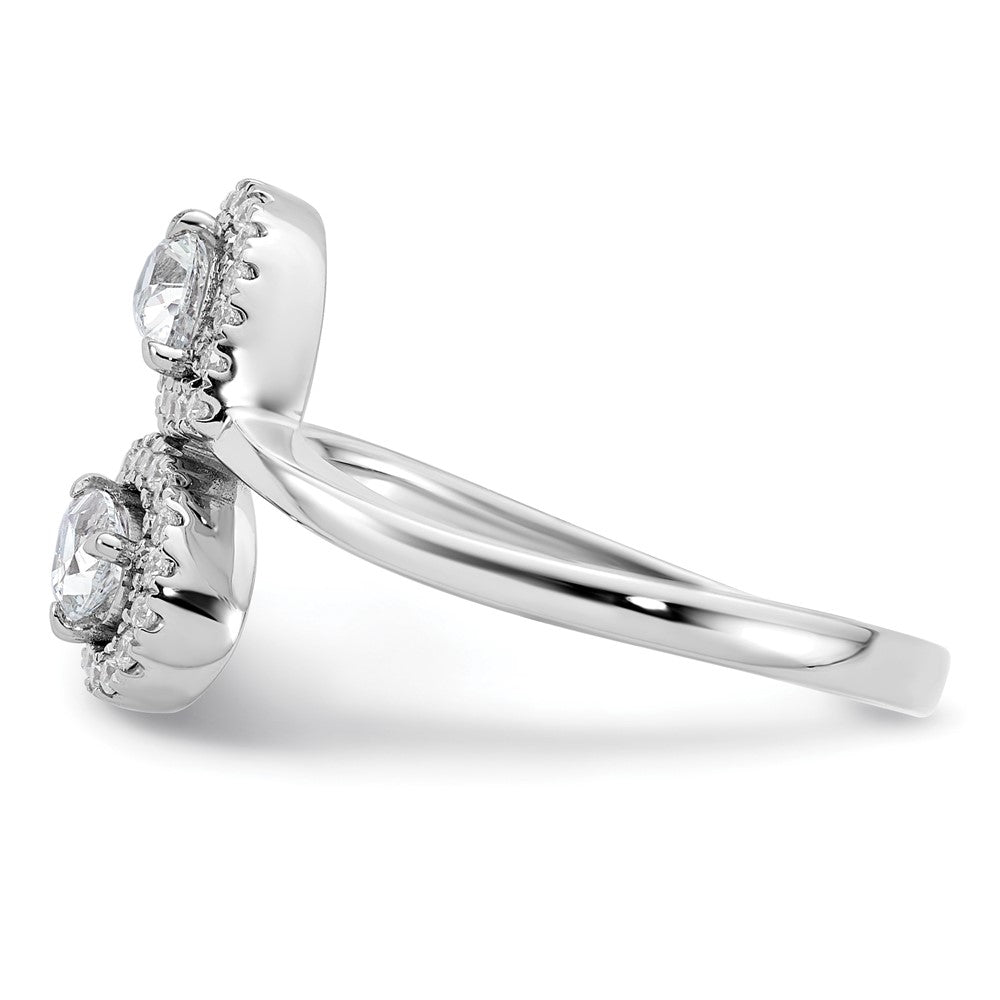 Polished 3/8 carat Diamond Pear Halo Bypass Ring - WBC