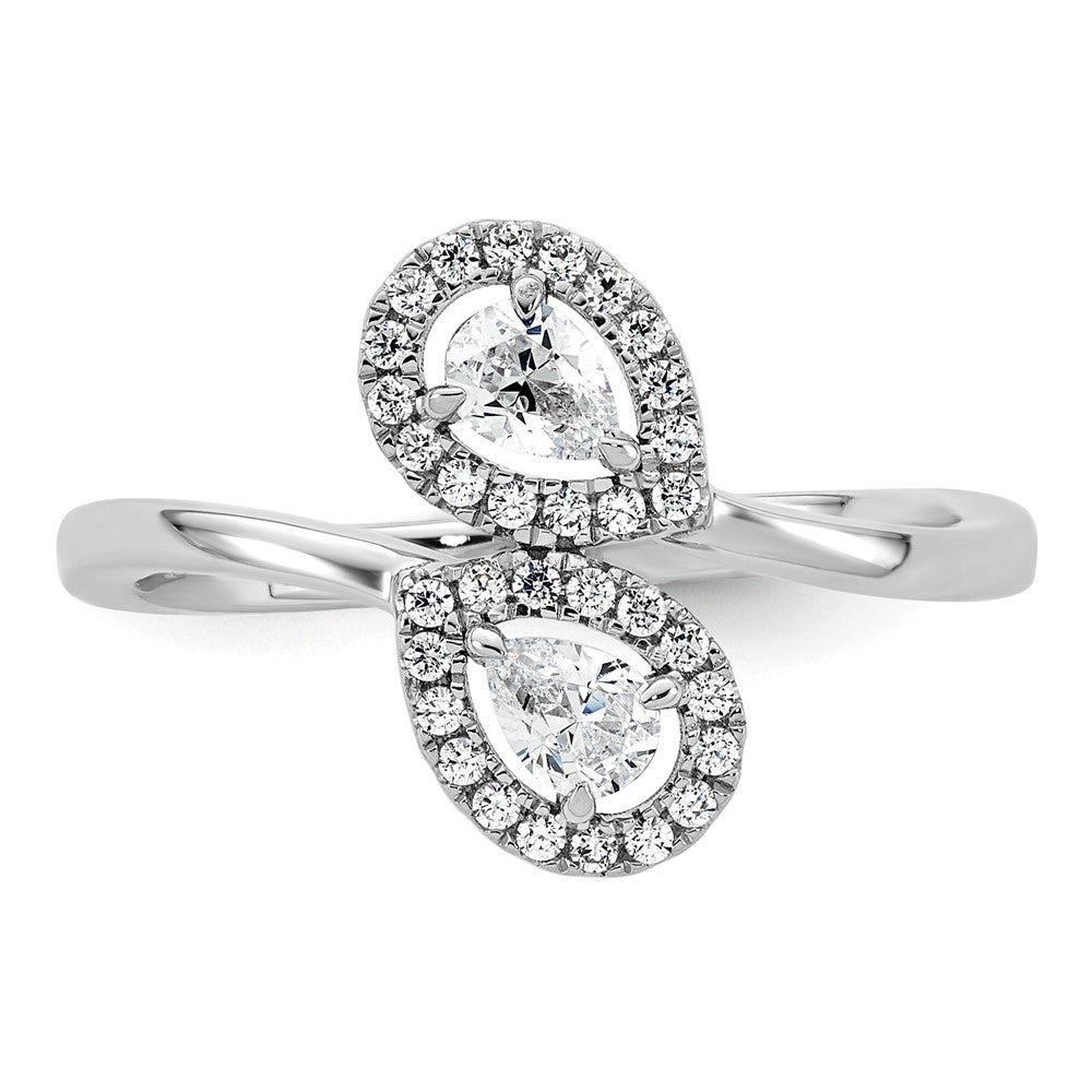 Polished 3/8 carat Diamond Pear Halo Bypass Ring - WBC