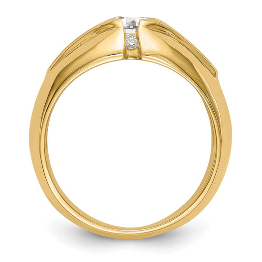 IB Goodman (Holds 3/4 carat () Round Center) 1/2 carat Diamond Mens Semi-Mount Ring - WBC