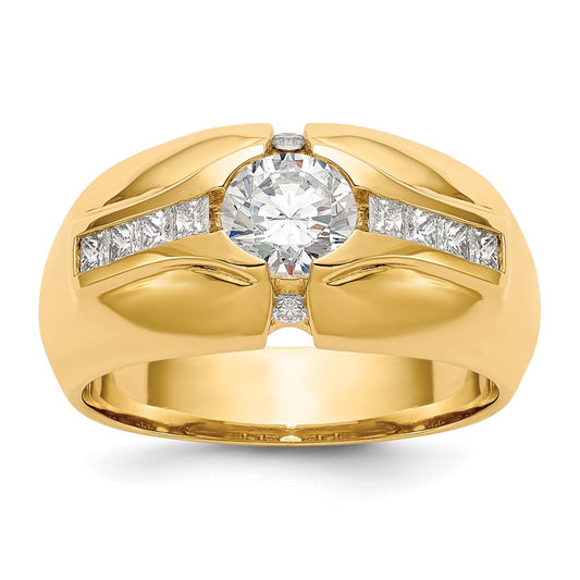 IB Goodman (Holds 3/4 carat () Round Center) 1/2 carat Diamond Mens Semi-Mount Ring - WBC