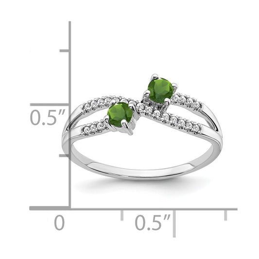 Round Peridot and 1/10 carat Diamond 2-Stone Ring - WBC