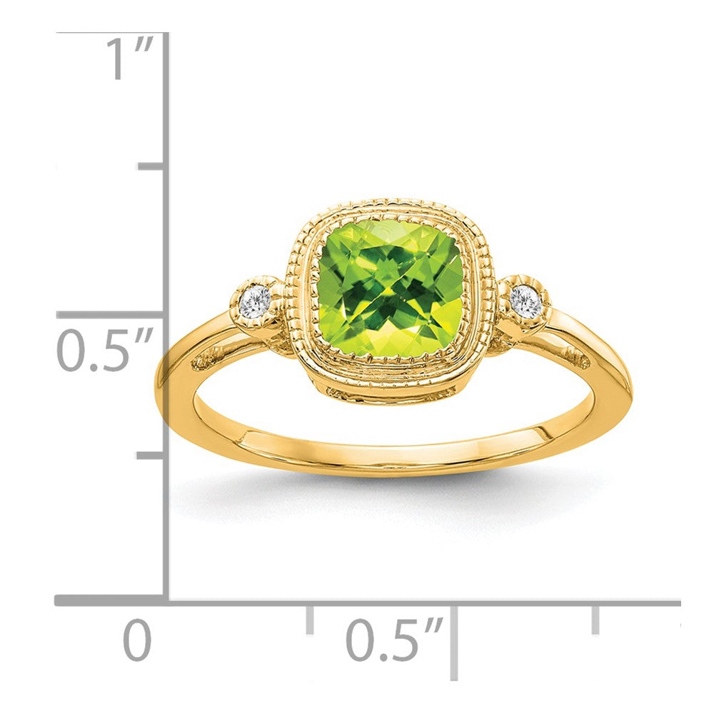 Cushion Peridot Bezel and Diamond Ring - WBC
