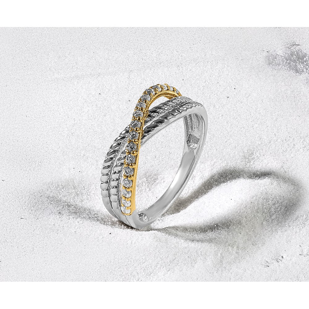 Two-tone 1/4 carat Diamond Fancy 3-Strand Ring - WBC