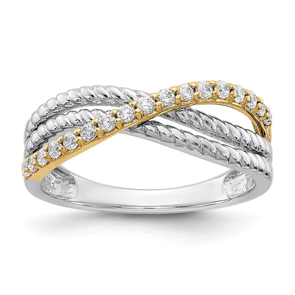 Two-tone 1/4 carat Diamond Fancy 3-Strand Ring - WBC