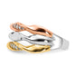 Tri-color 1/6 carat Diamond Fancy Triple-Strand Twist Ring - WBC