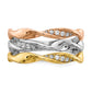 Tri-color 1/6 carat Diamond Fancy Triple-Strand Twist Ring - WBC