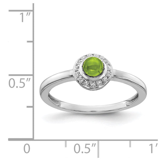 1/15 carat Diamond and Round Cabochon Peridot Halo Ring - WBC