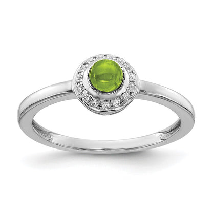 1/15 carat Diamond and Round Cabochon Peridot Halo Ring - WBC