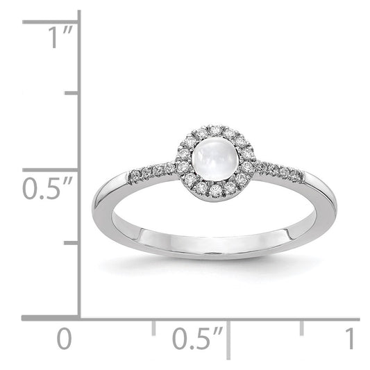 1/10 carat Diamond and Round Cabochon Topaz Halo Ring - WBC