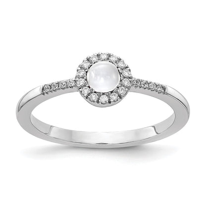 1/10 carat Diamond and Round Cabochon Topaz Halo Ring - WBC