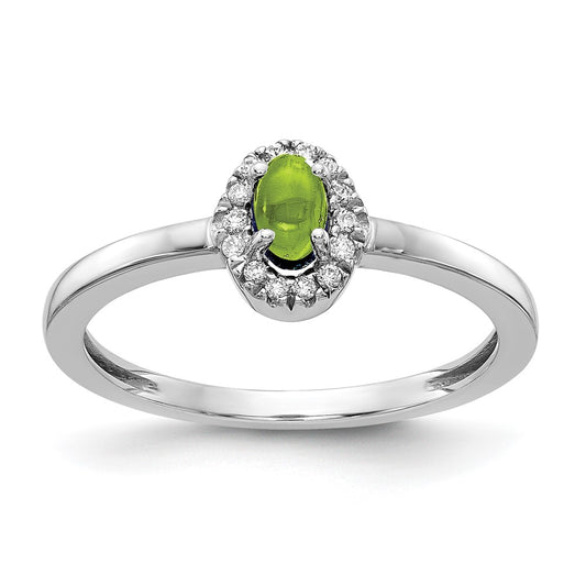 1/15 carat Diamond and Oval Cabochon Peridot Halo Ring - WBC