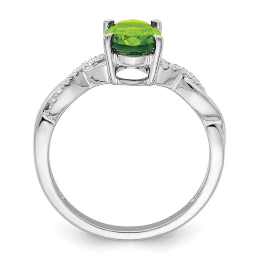 Oval Peridot and 1/15 carat Diamond Ring - WBC
