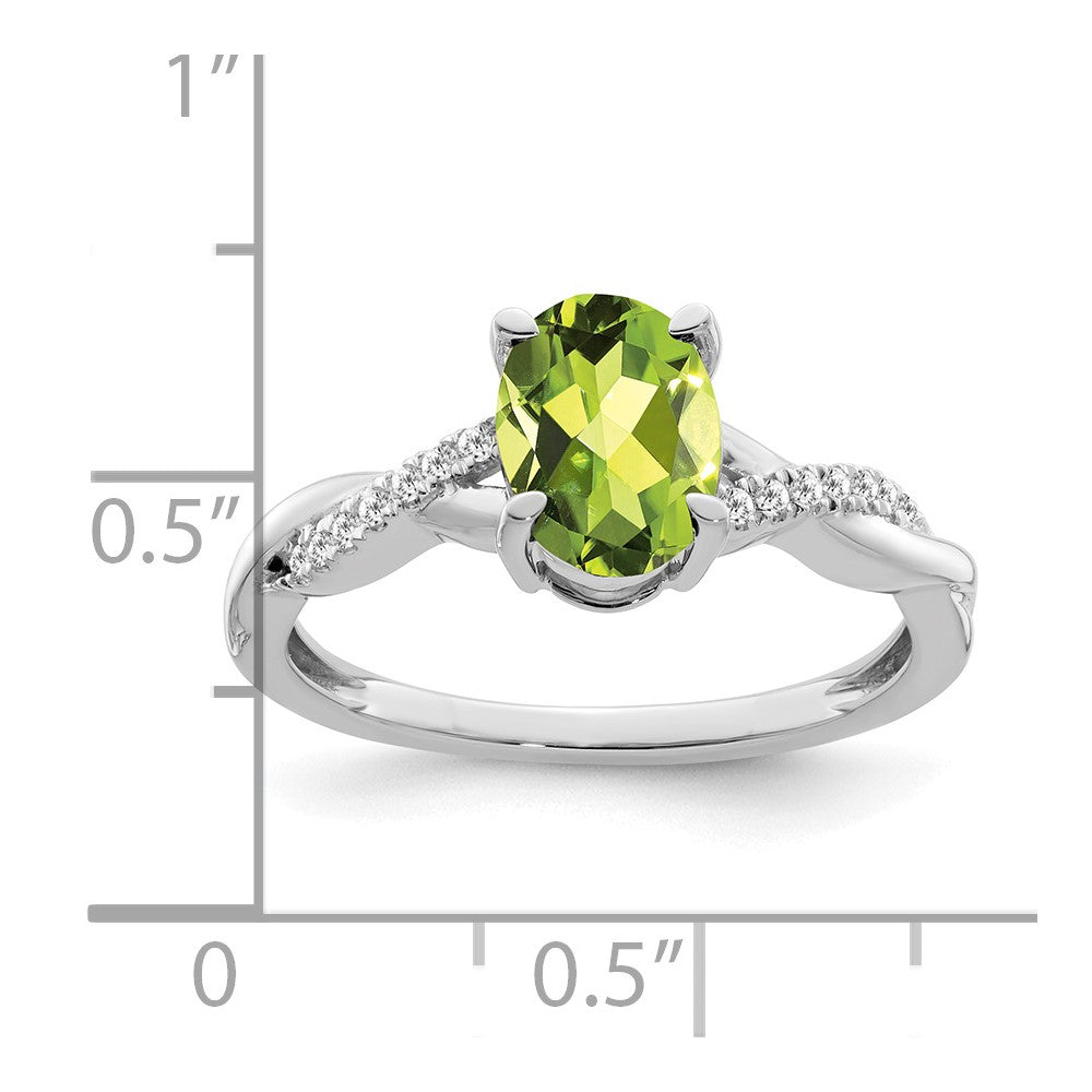 Oval Peridot and 1/15 carat Diamond Ring - WBC