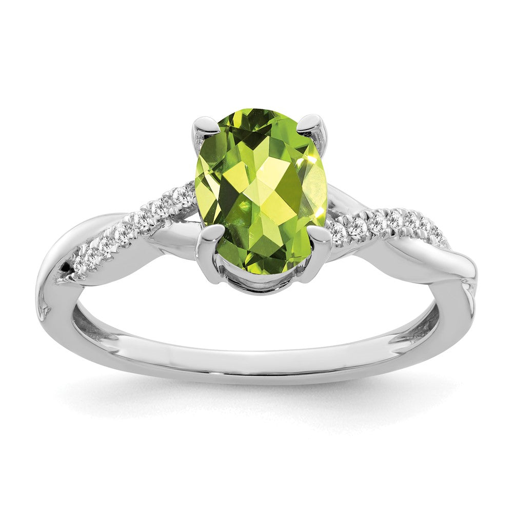 Oval Peridot and 1/15 carat Diamond Ring - WBC