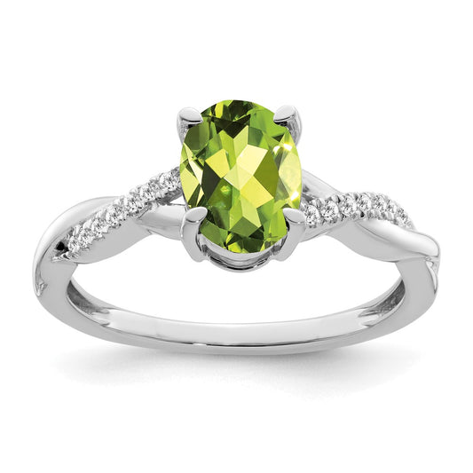 Oval Peridot and 1/15 carat Diamond Ring - WBC