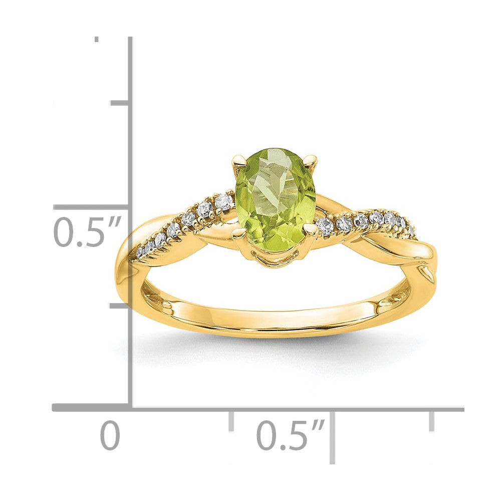 7x5 Oval August/Peridot and Diamond Ring - WBC