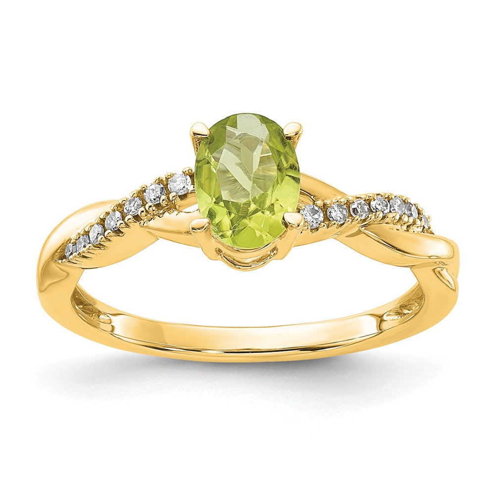 7x5 Oval August/Peridot and Diamond Ring - WBC