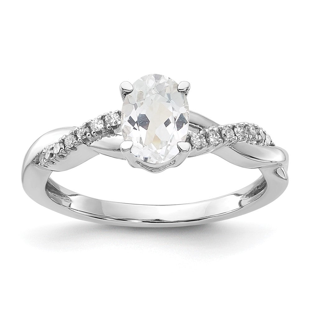 7x5 Oval April/ Topaz and Diamond Ring - WBC