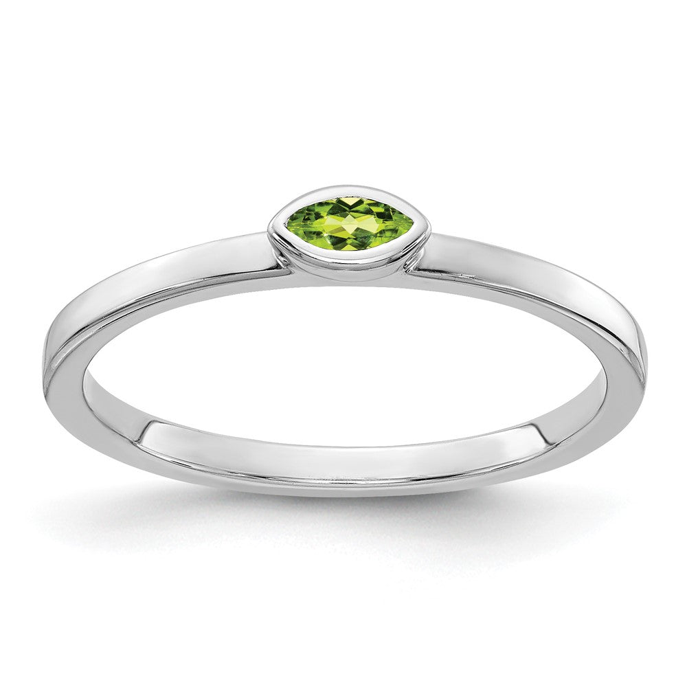 Bezel-set Marquise Peridot East-West Ring - WBC