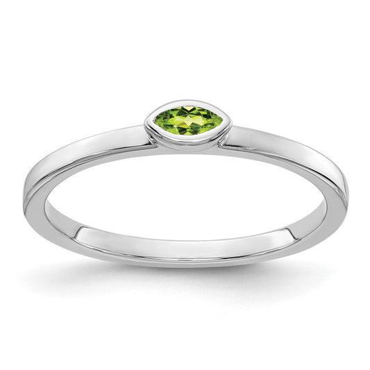 Bezel-set Marquise Peridot East-West Ring - WBC