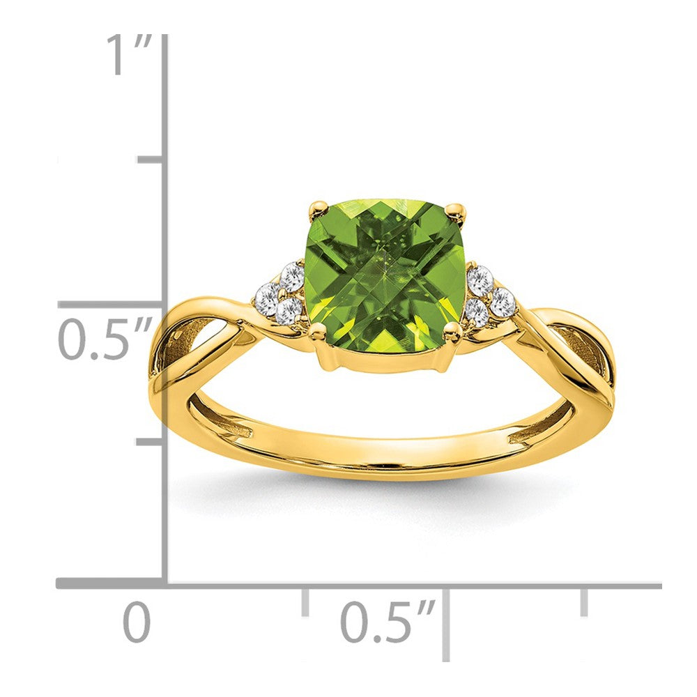 Cushion Checkerboard August/Peridot and Diamond Ring - WBC