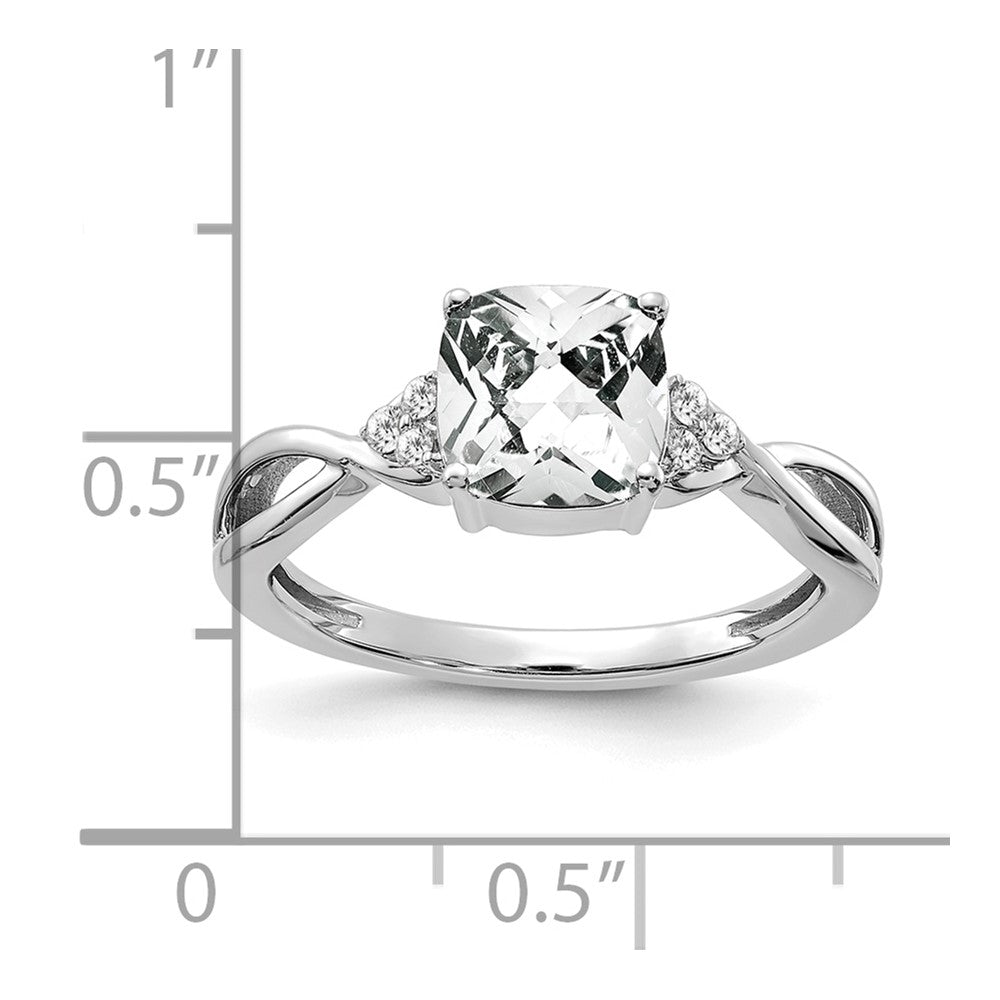 Cushion Checkerboard April/ Topaz and Diamond Ring - WBC